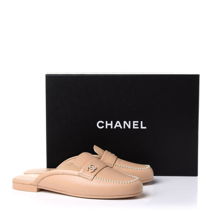 Chanel Lambskin Pearl CC Mules 38.5 Beige 11 of 11