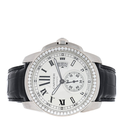 Cartier 18K White Gold Alligator Diamond Bezel 42mm Calibre de Cartier Automatic Watch 2 of 4