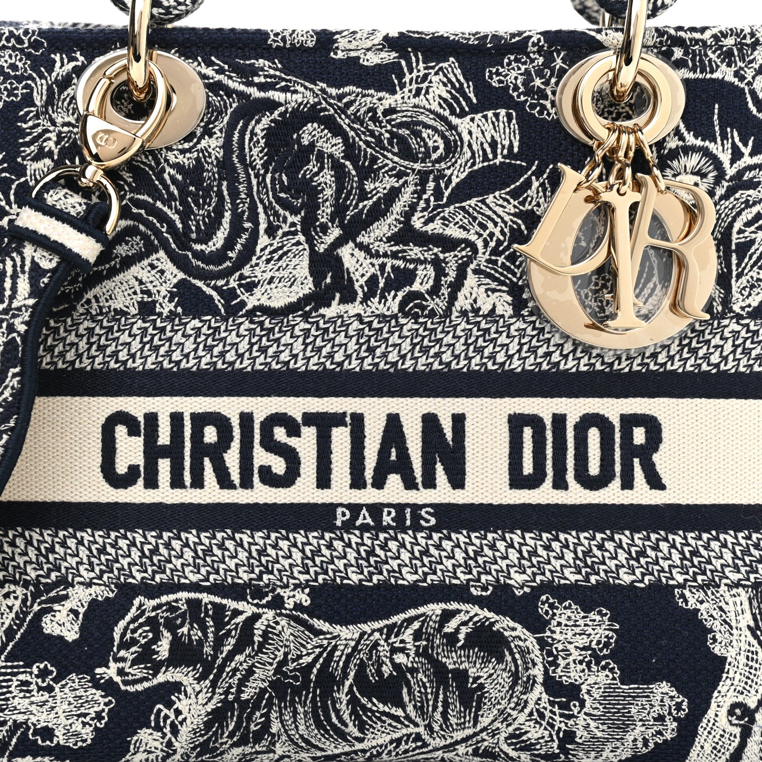 Christian Dior Toile de Jouy Embroidered Medium Lady D-Lite Blue 8 of 10