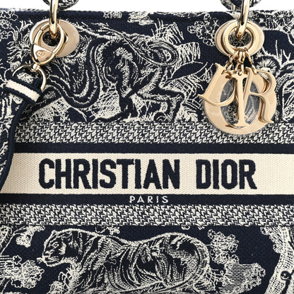 Christian Dior Toile de Jouy Embroidered Medium Lady D-Lite Blue 8 of 10