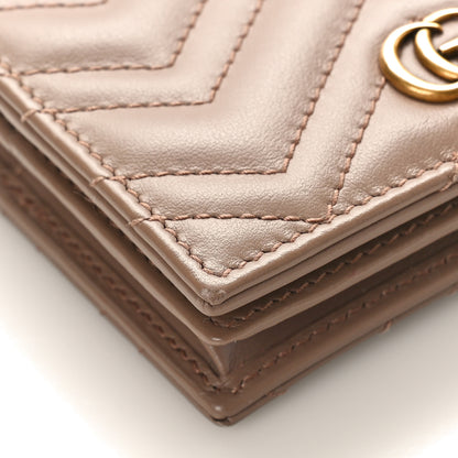 Gucci Calfskin Matelasse GG Marmont Card Case Wallet Porcelain Rose 7 of 9