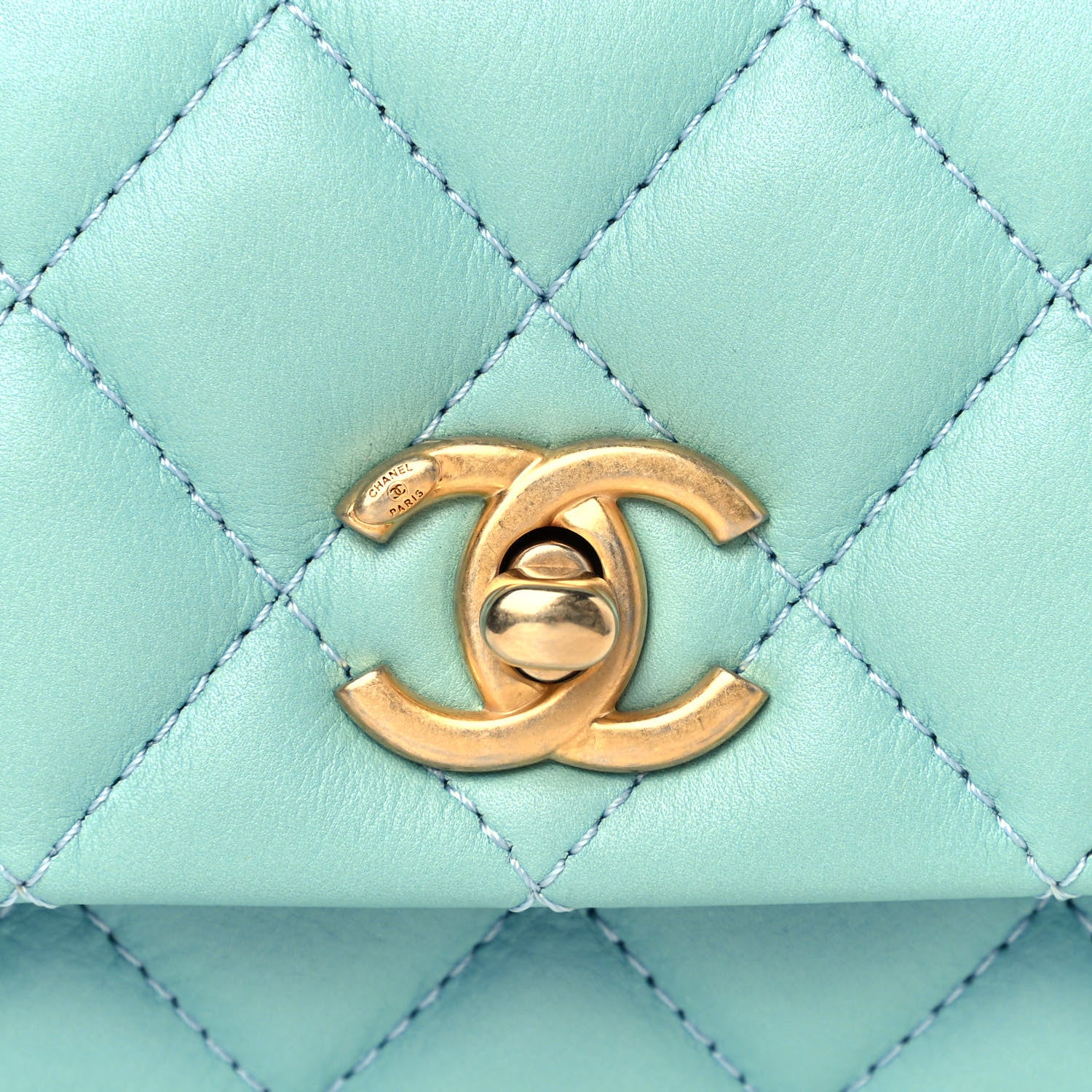 Chanel Calfskin Quilted Top Handle Flap Light Blue 7 of 12