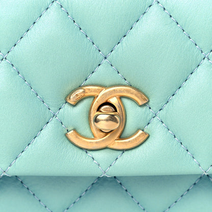Chanel Calfskin Quilted Top Handle Flap Light Blue 7 of 12