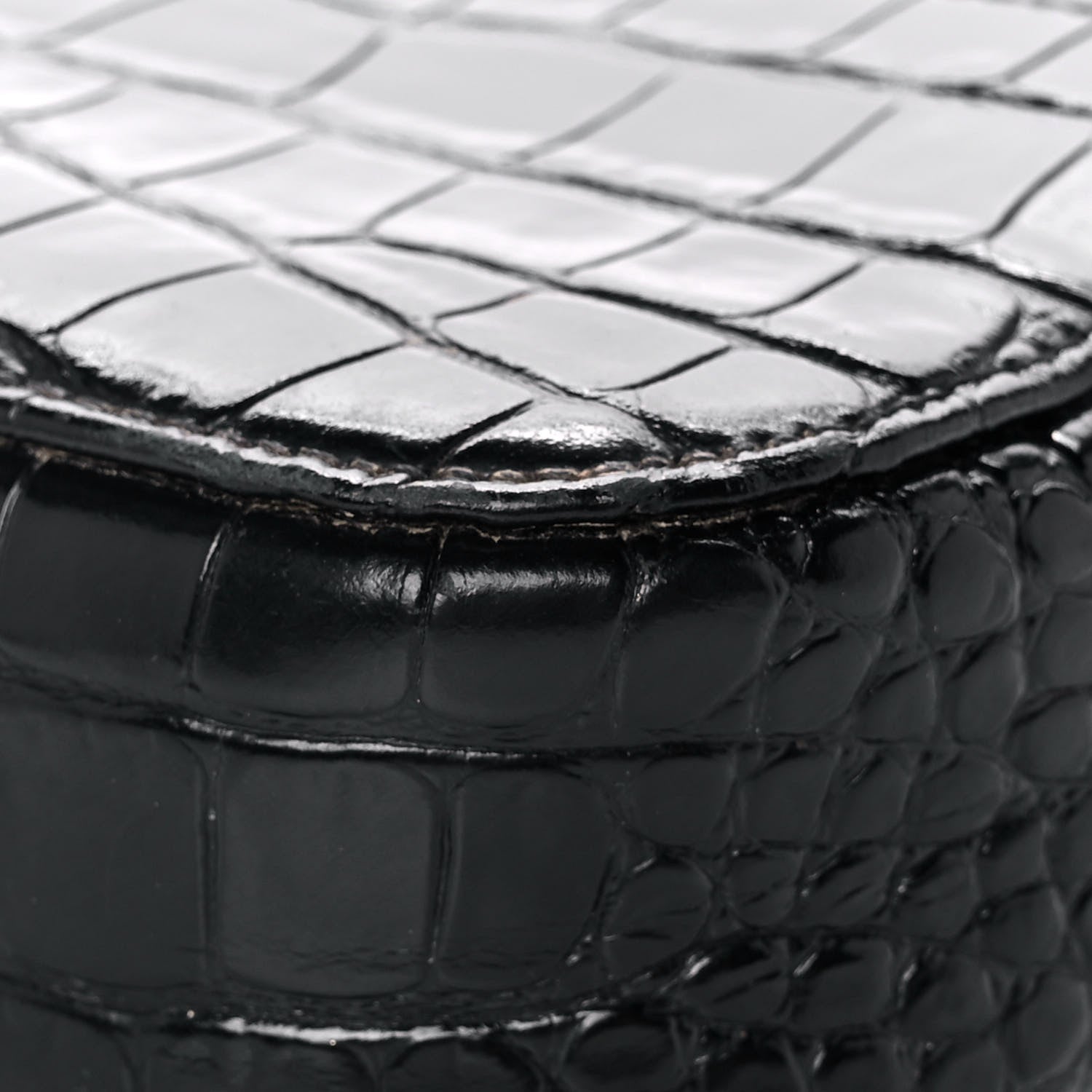 Balenciaga Shiny Calfskin Logo Crocodile Embossed XS Everyday Camera Bag with Handle Black 12 of 17