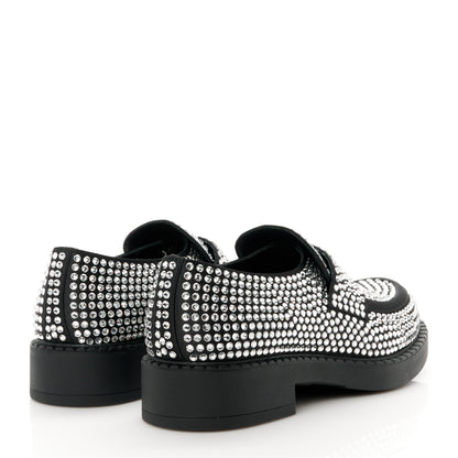 Prada Satin Crystal Metal Triangle Logo Mens Loafers 7 Cristal 4 of 10