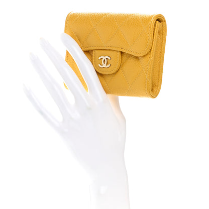 Chanel Caviar Quilted Flap Card Holder Wallet Yellow 2 of 12