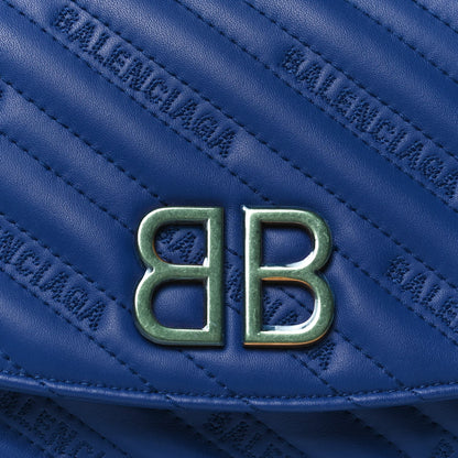 Balenciaga Calfskin Logo Matelasse M BB Round Shoulder Bag Royal Bleu 6 of 8