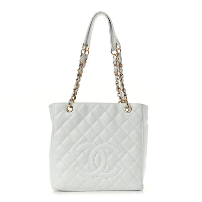 Chanel Caviar Petit Shopping Tote PST White 1 of 15