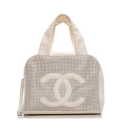 Chanel Caviar Perforated Bowler White 1 of 16