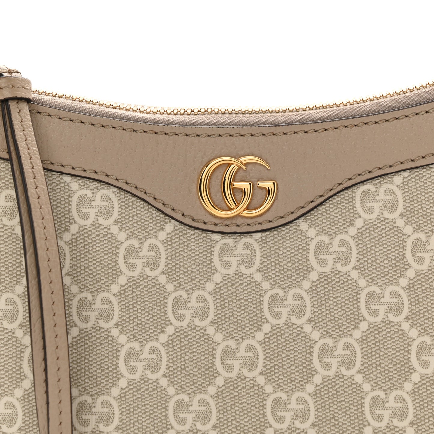 GG Supreme Monogram Textured Dollar Calfskin Small Ophidia Hobo Beige Mystic White Oatmeal