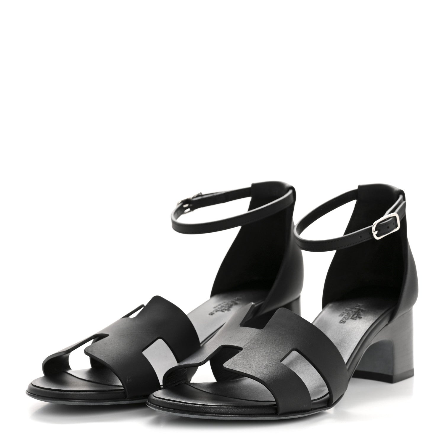 Hermes Calfskin Encens 50 Sandals 38 Black 4 of 11