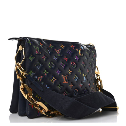 Louis Vuitton Lambskin Embossed Monogram LV Garden Coussin MM Navy Blue 2 of 8