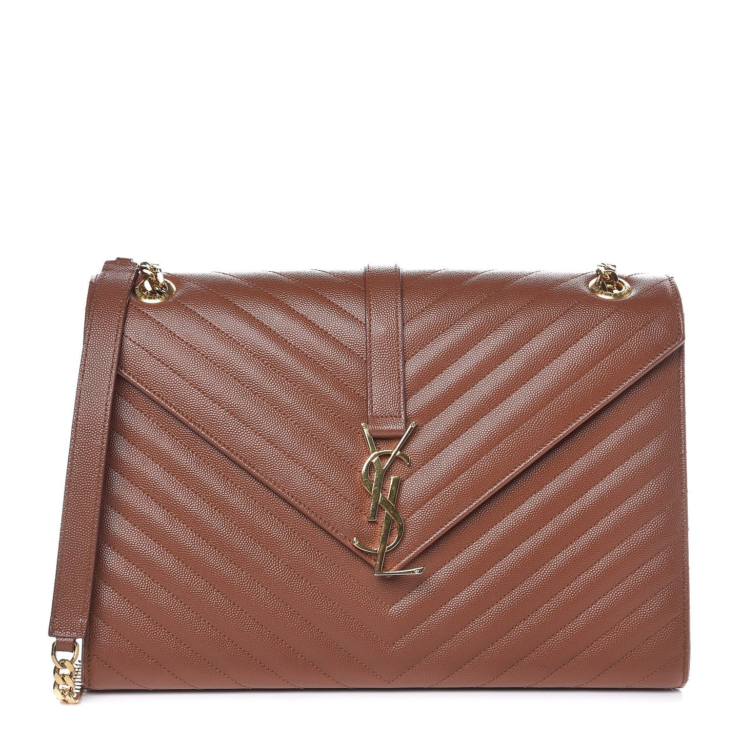 Grain De Poudre Matelasse Chevron Large Monogram Satchel Brown