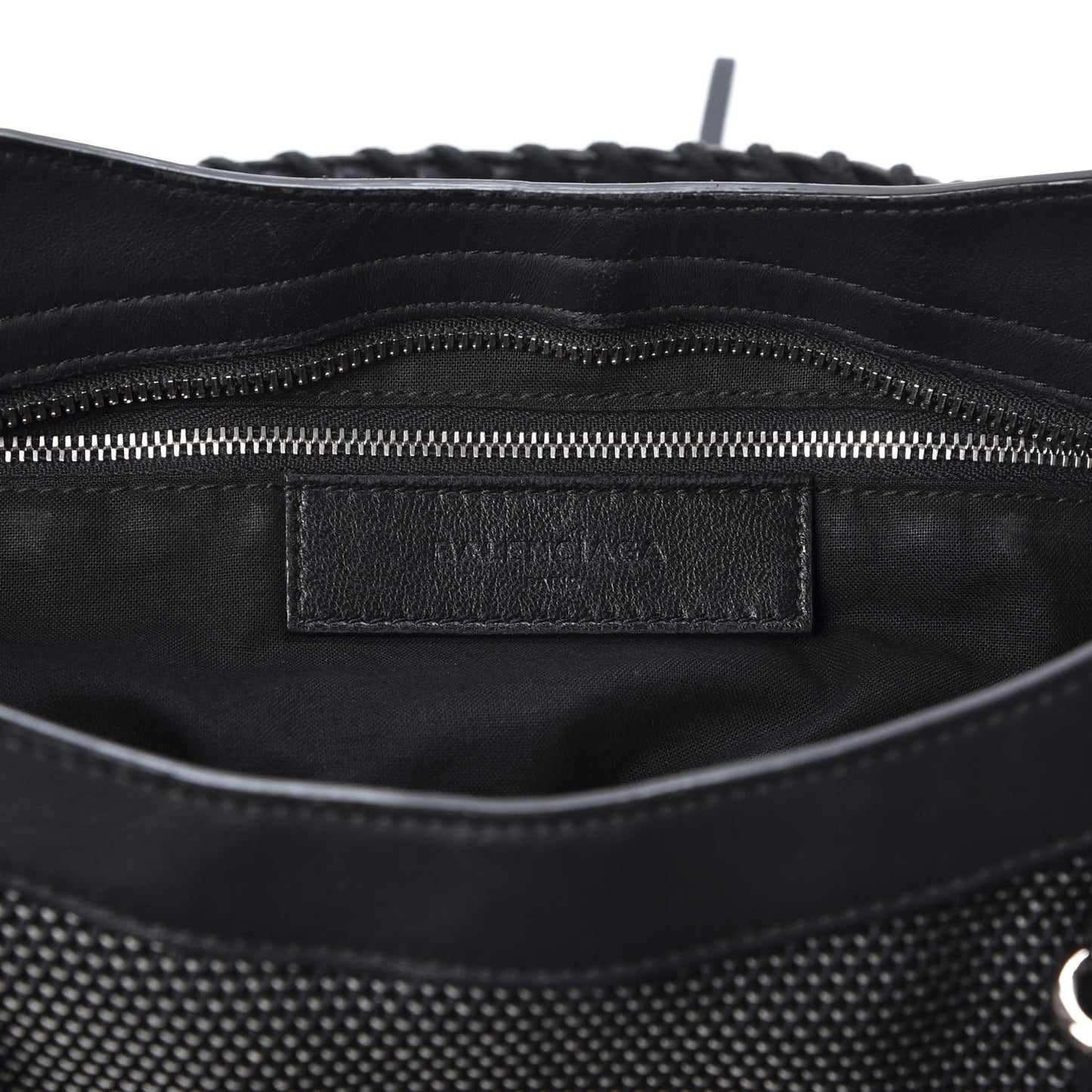 Calfskin Twill Perforated Classic Silver Hardware City Black