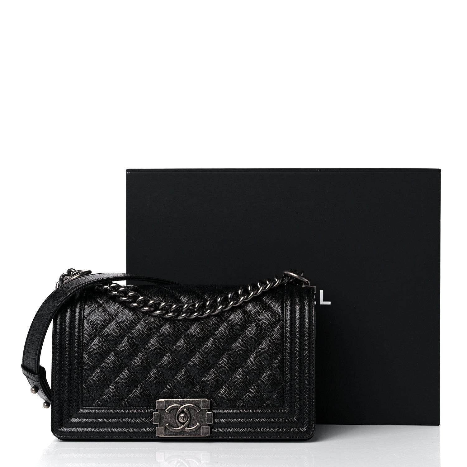 Chanel Caviar Quilted Medium Boy Flap Black 11 of 11
