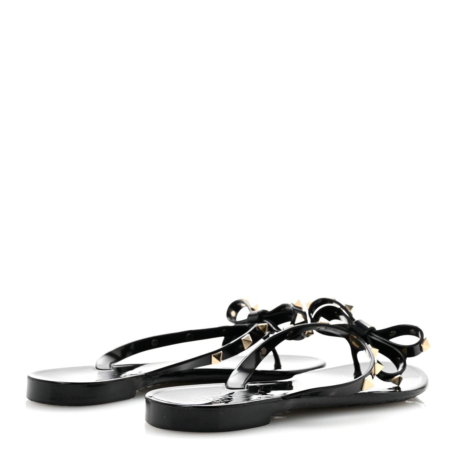 Valentino Garavani PVC Jelly Rockstud Bow Thong Sandals 37 Black 5 of 9