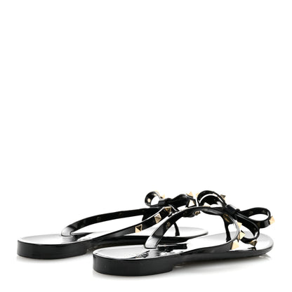Valentino Garavani PVC Jelly Rockstud Bow Thong Sandals 37 Black 5 of 9