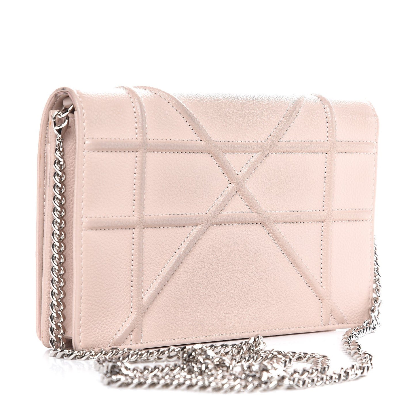 Grained Calfskin Diorama Wallet on Chain Pouch Rose Poudre