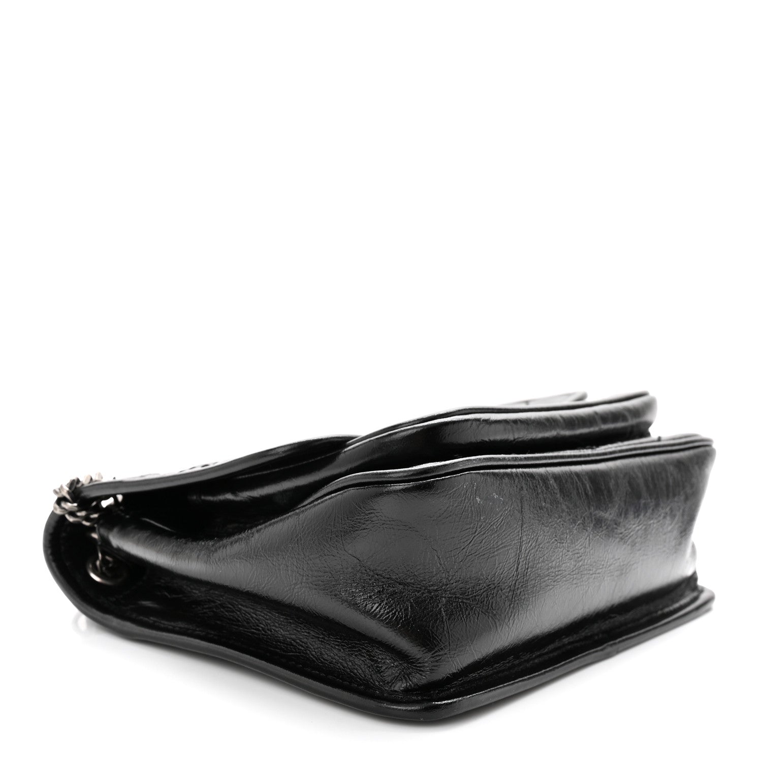 Saint Laurent Crinkled Calfskin Matelasse Monogram Baby Niki Chain Satchel Black 4 of 11