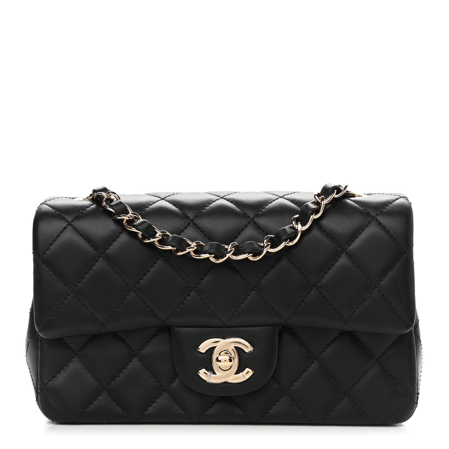 Lambskin Quilted Mini Rectangular Flap Black