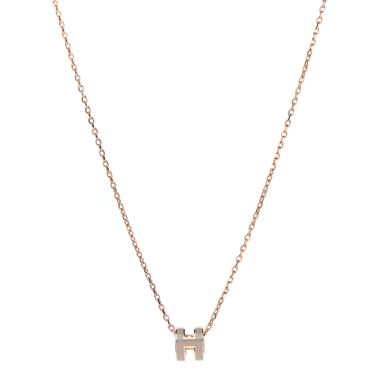 Lacquered Rose Gold Mini Pop H Pendant Necklace Marron Glace