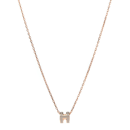 Hermes Lacquered Rose Gold Mini Pop H Pendant Necklace Marron Glace 1 of 8
