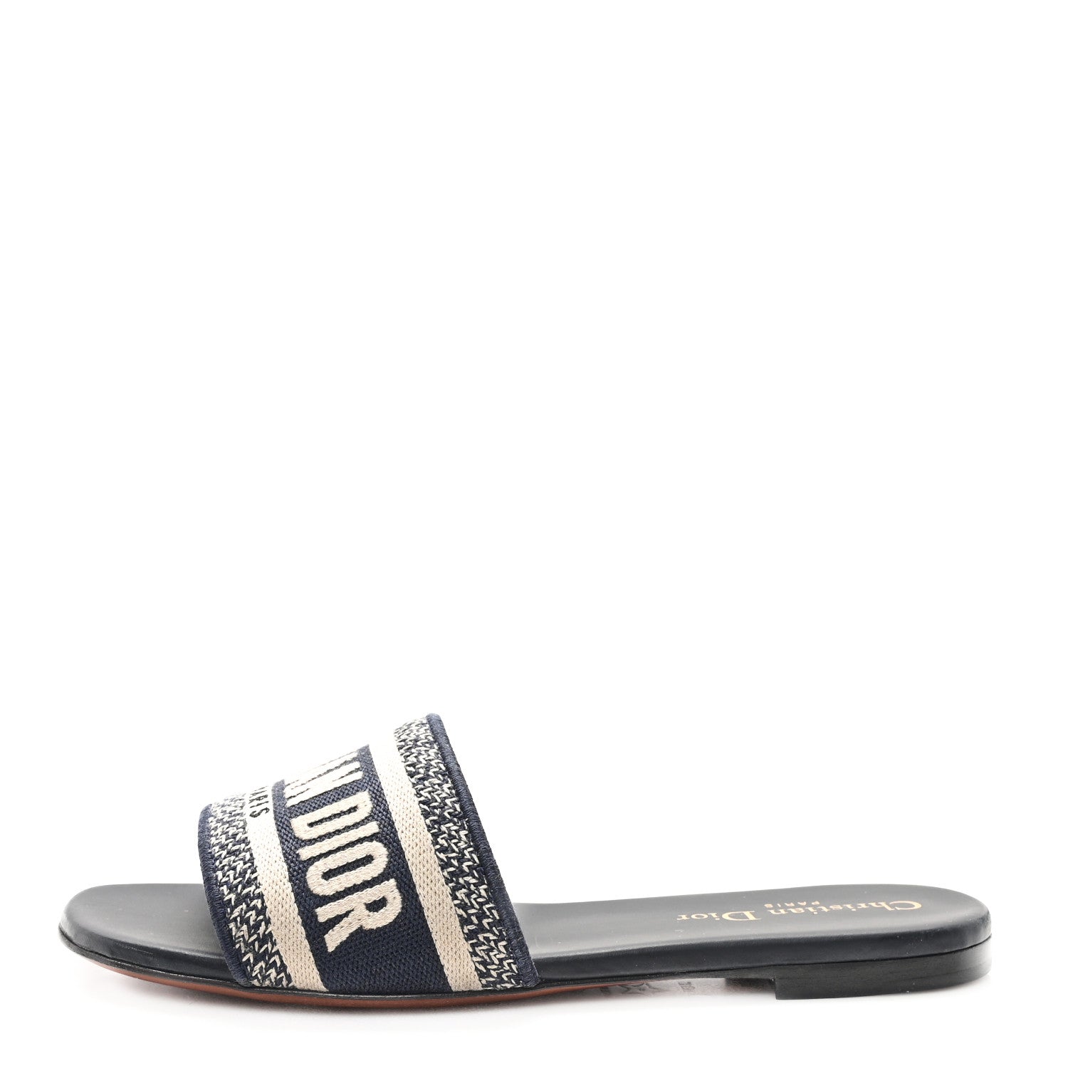 Christian Dior Canvas Embroidered Dway Mules Slide Sandals 35.5 Deep Blue 1 of 9