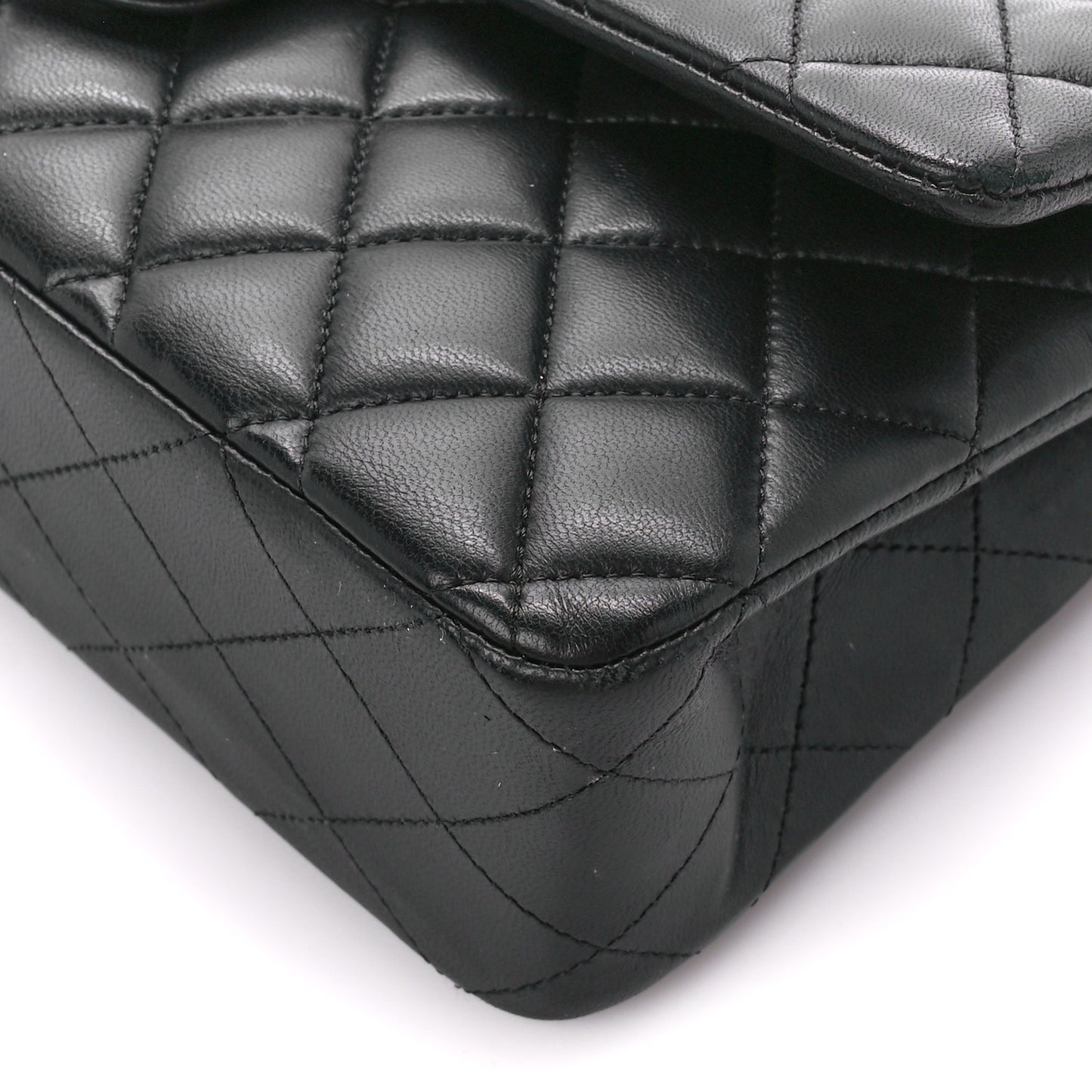 Lambskin Quilted Medium Double Flap Black