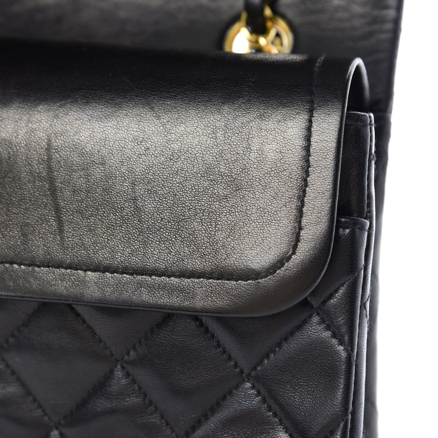 Lambskin Quilted Medium Double Flap Black