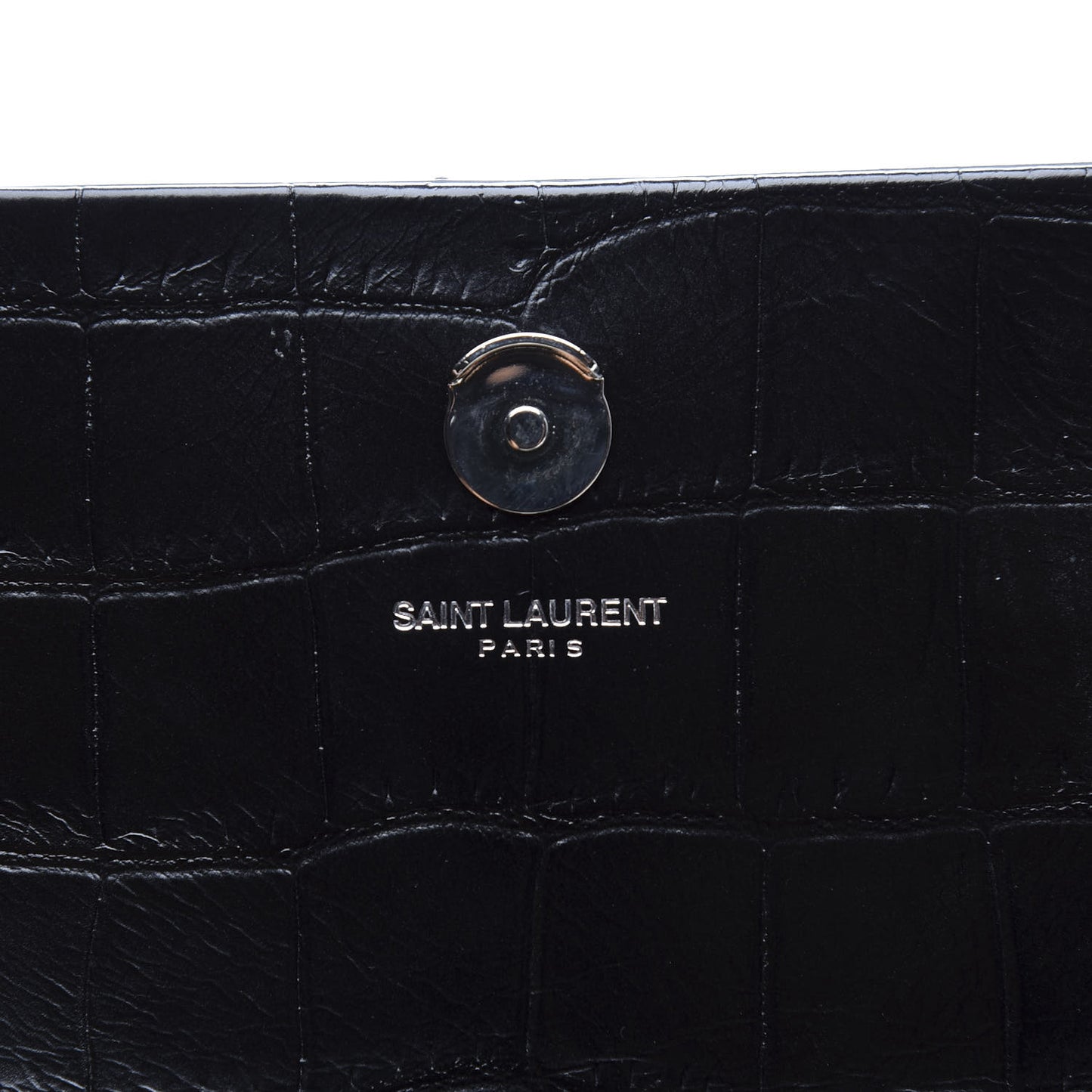 Calfskin Crocodile Embossed Monogram Small Kate Tassel Satchel Black