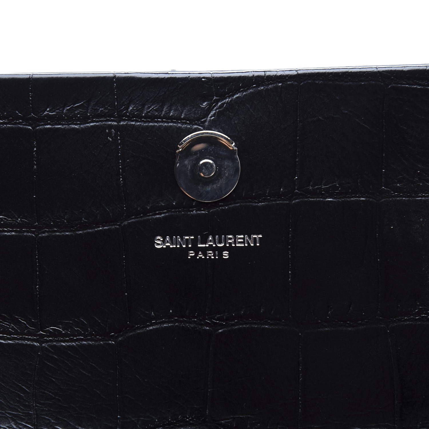 Saint Laurent Calfskin Crocodile Embossed Monogram Small Kate Tassel Satchel Black 4 of 8