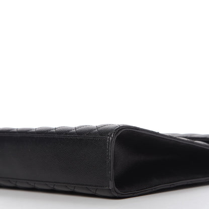 Saint Laurent Grain De Poudre Textured Mixed Matelasse Large Triquilt Monogram Monochrome Satchel Black 7 of 11