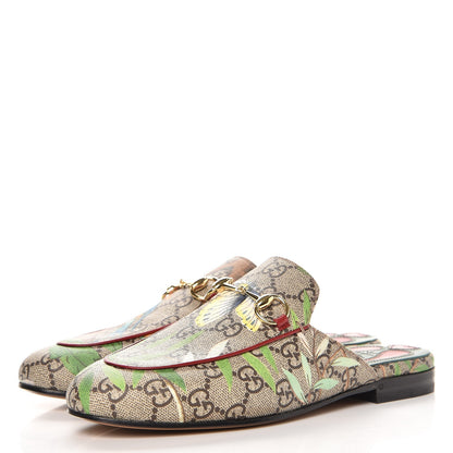 Gucci GG Supreme Monogram Tian Womens Princetown Slippers 35 Beige Ebony Multicolor 3 of 9