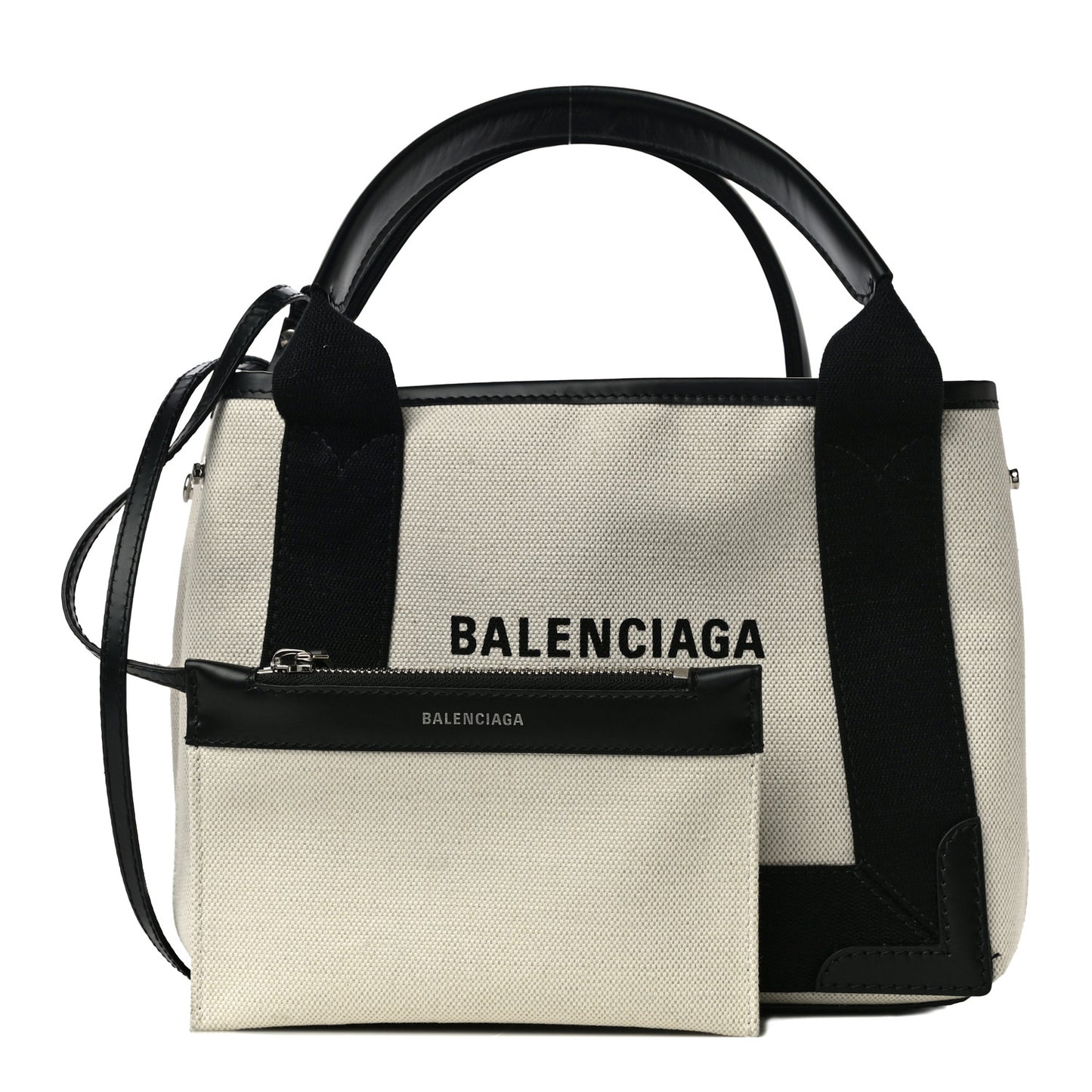 Cotton Canvas Calfskin Navy Cabas XS Natural Black