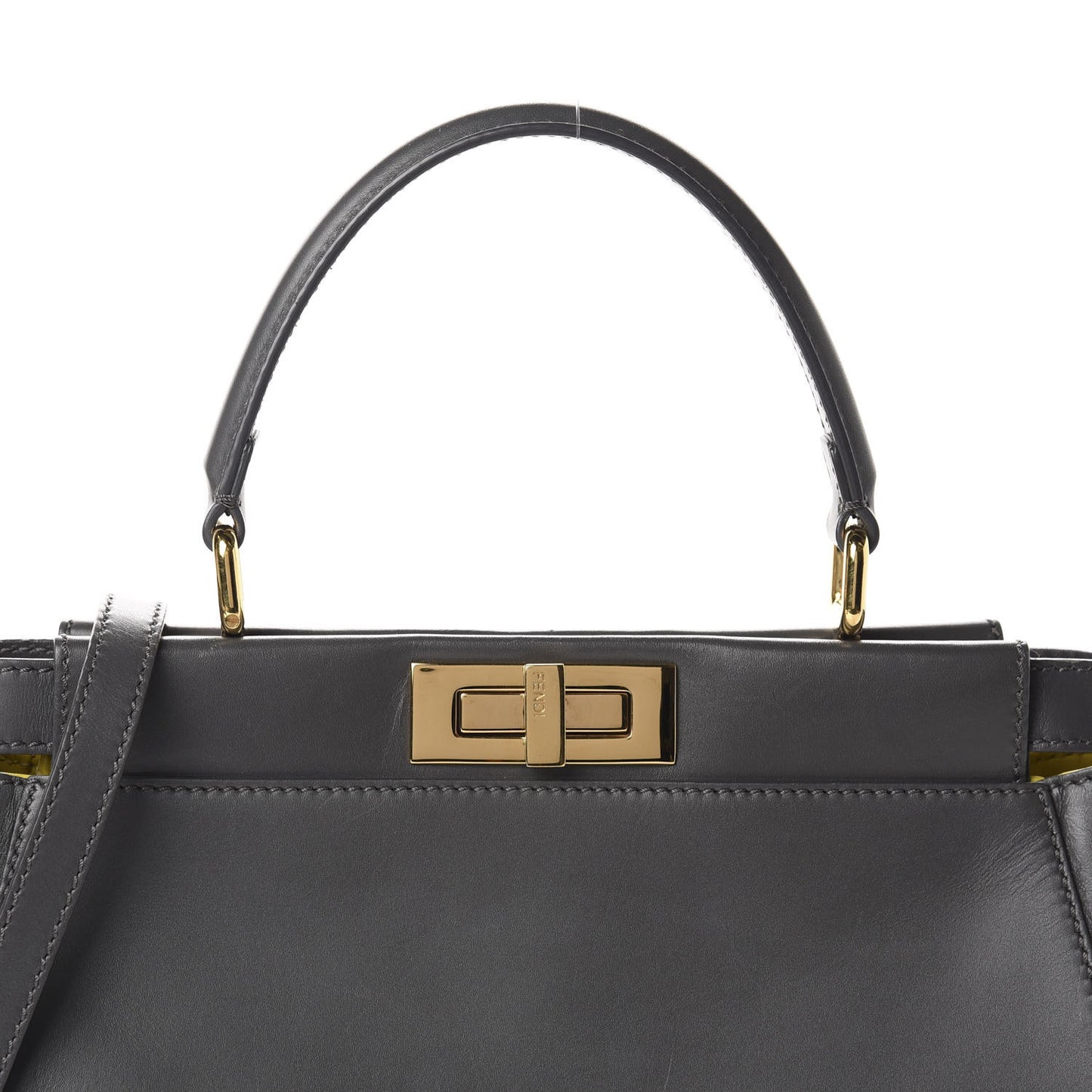 Vitello Morgan Shiny Nappa Medium Peekaboo Iconic Satchel Piombo Lime