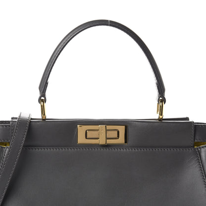 Fendi Vitello Morgan Shiny Nappa Medium Peekaboo Iconic Satchel Piombo Lime 12 of 12
