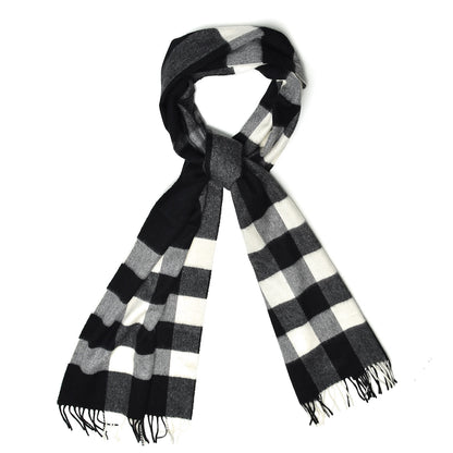 Burberry Cashmere Half Mega Check Fringe Scarf Black 1 of 6
