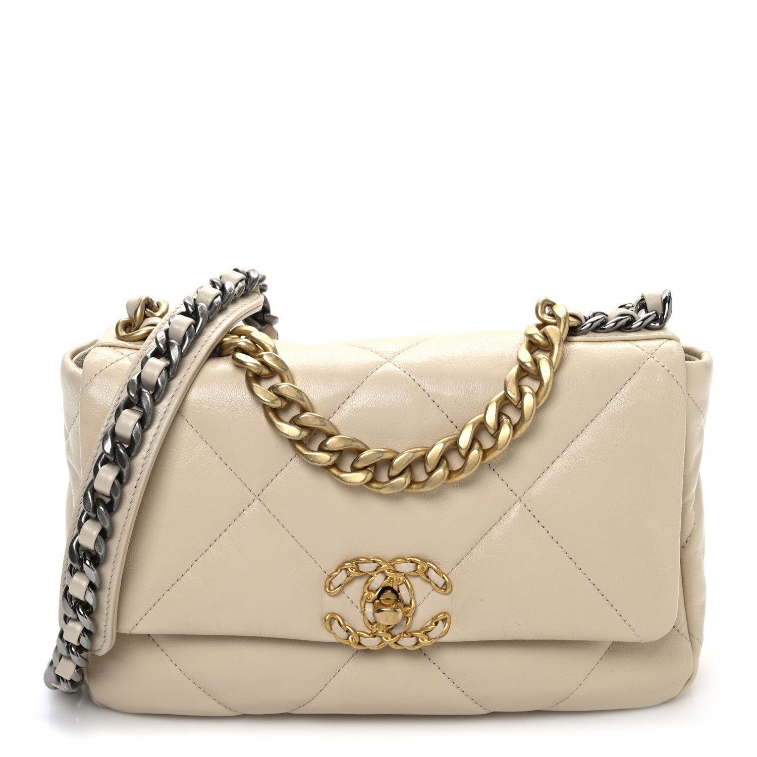 Chanel Lambskin Quilted Medium Chanel 19 Flap Beige 1 of 11