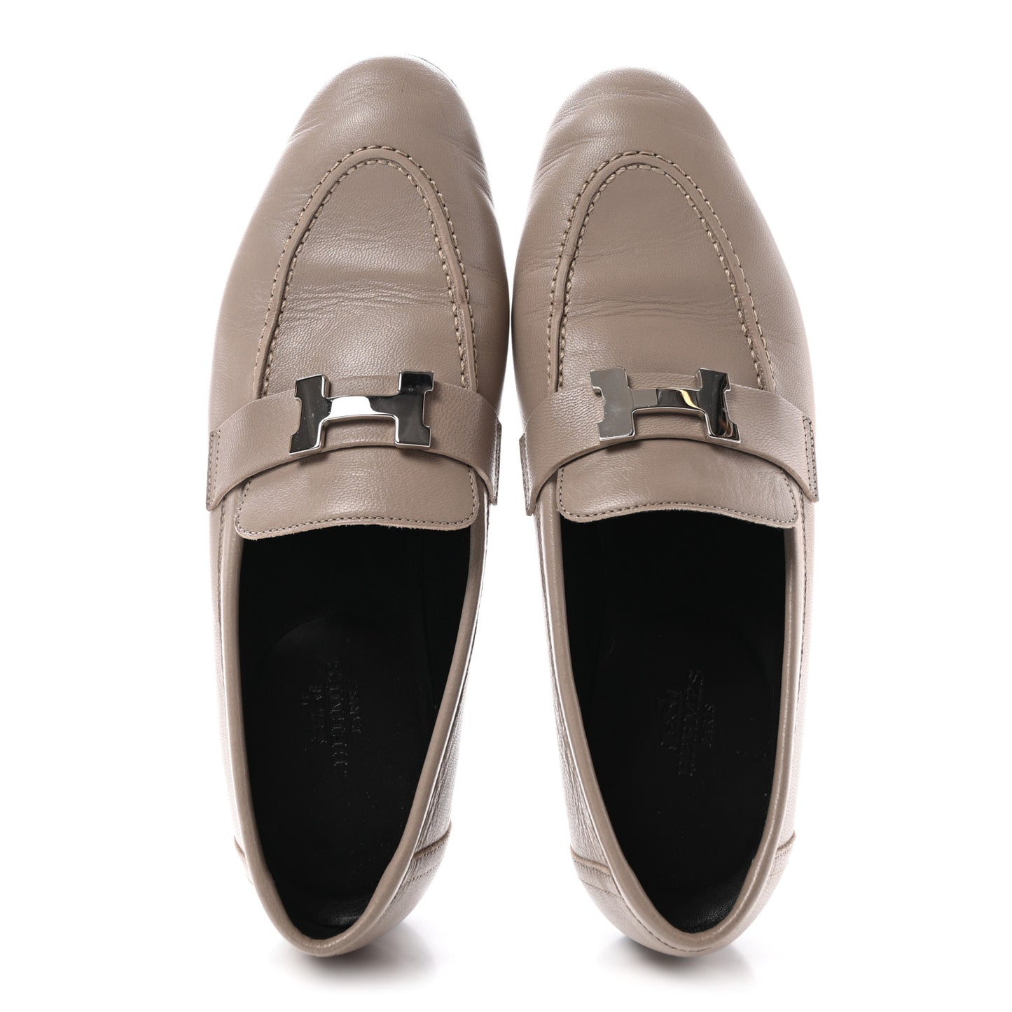 Goatskin Womens Paris Loafers 37.5 Beige Nude