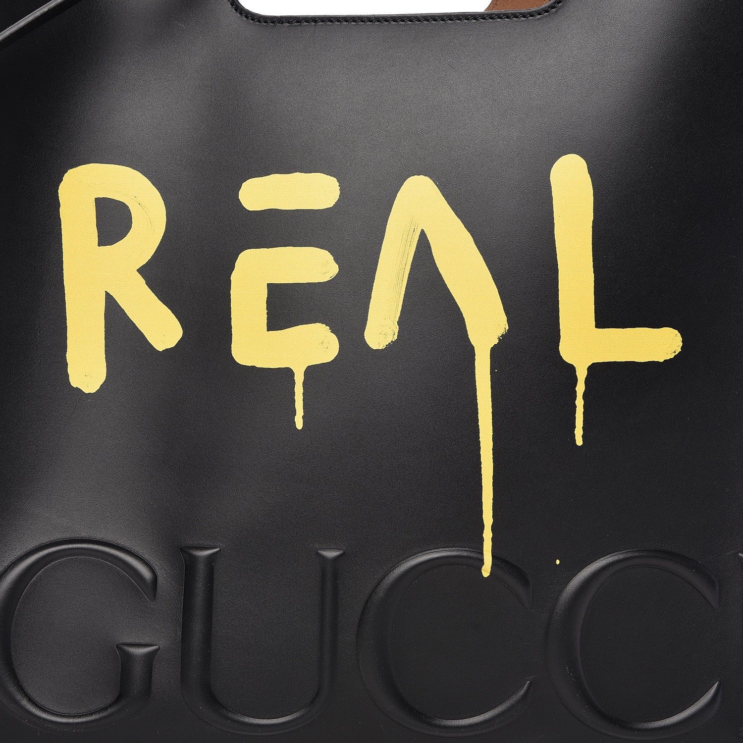 Gucci Calfskin GucciGhost Real Medium XL Tote Black Yellow 9 of 11