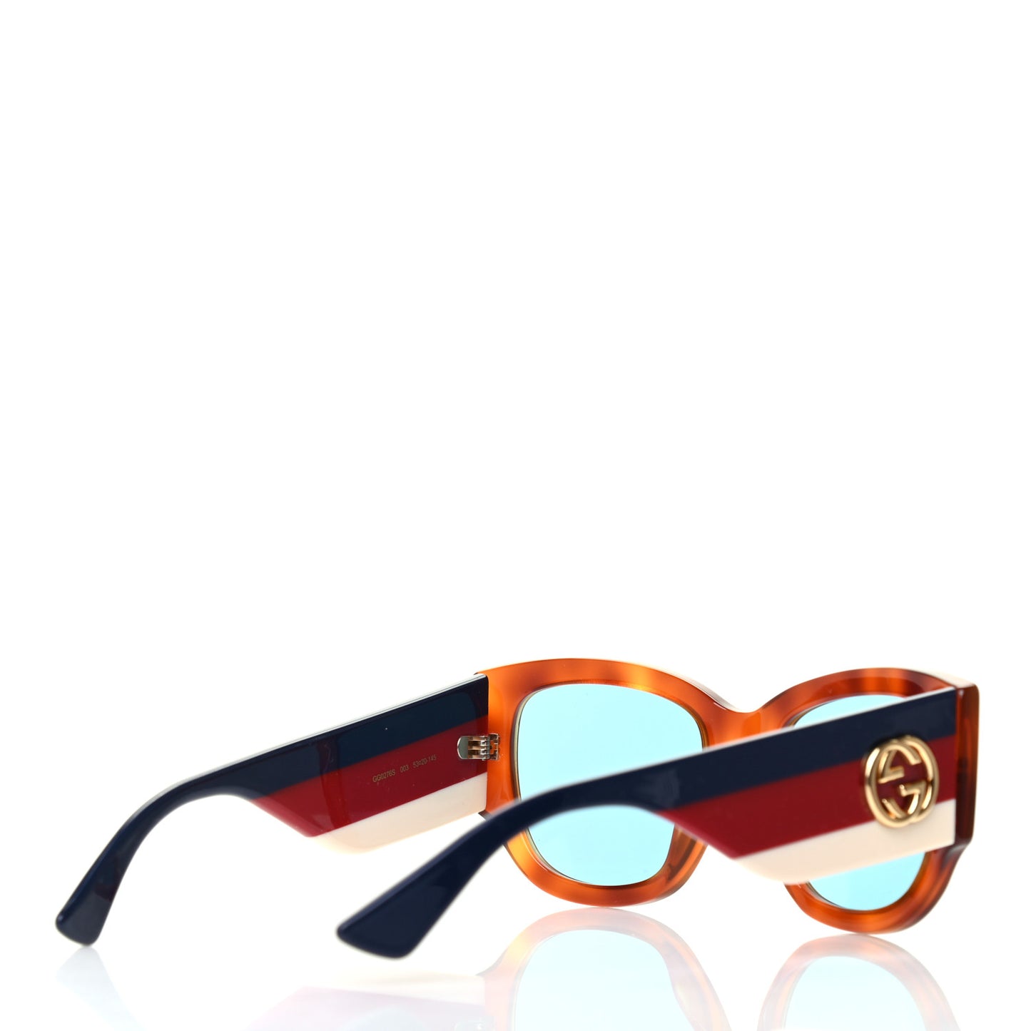 Acetate Web Oversized Frame Rectangle Sunglasses GG0276S Havana