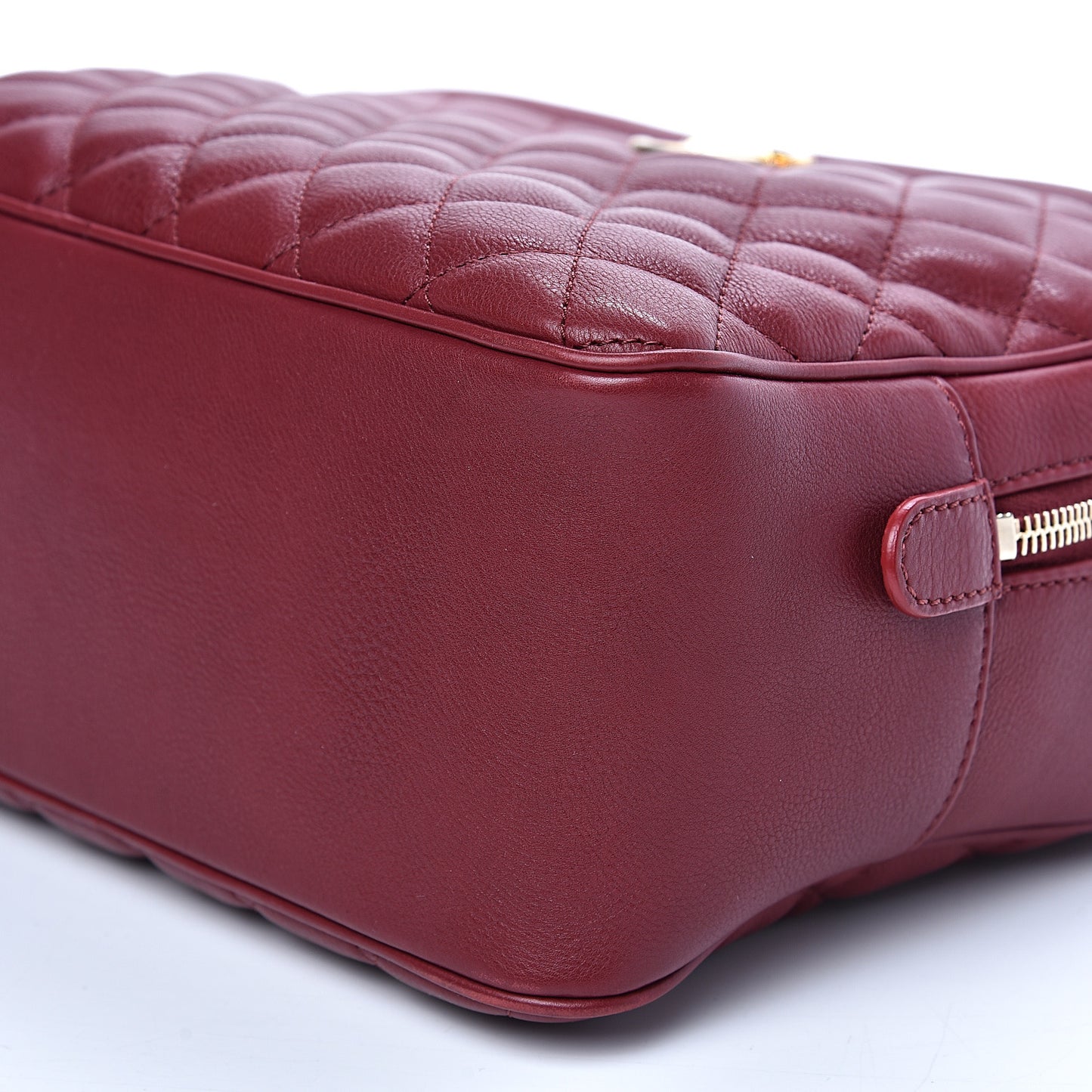 Calfskin Quilted CC Medium Vanity Case Dark Red