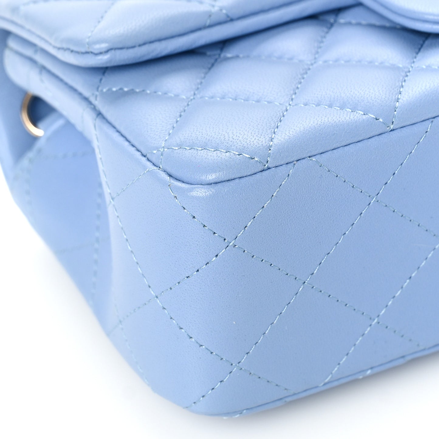 Lambskin Quilted Mini Rectangular Flap Light Blue