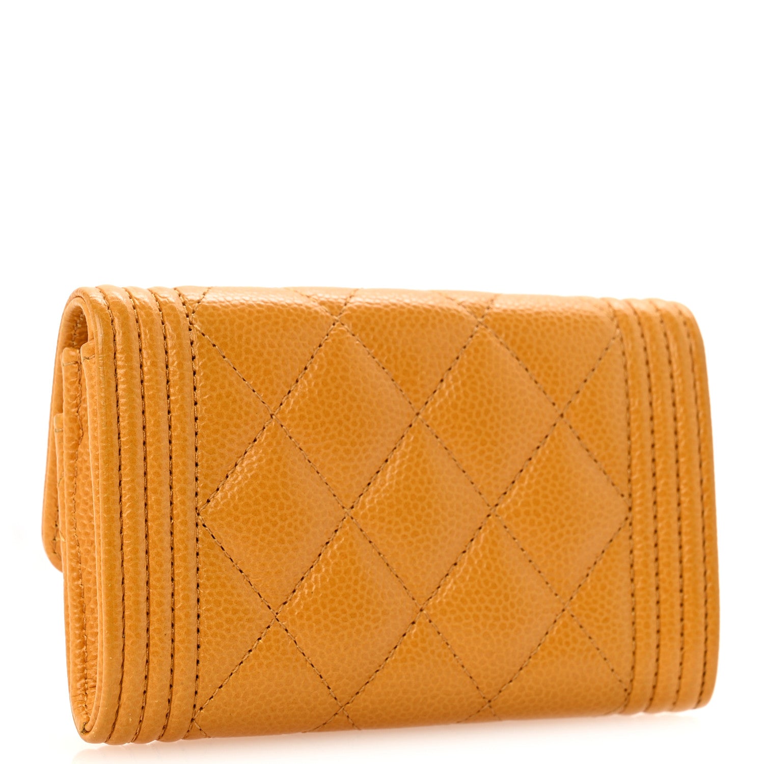 Chanel Caviar Quilted Boy Flap Card Holder Yellow 3 of 10