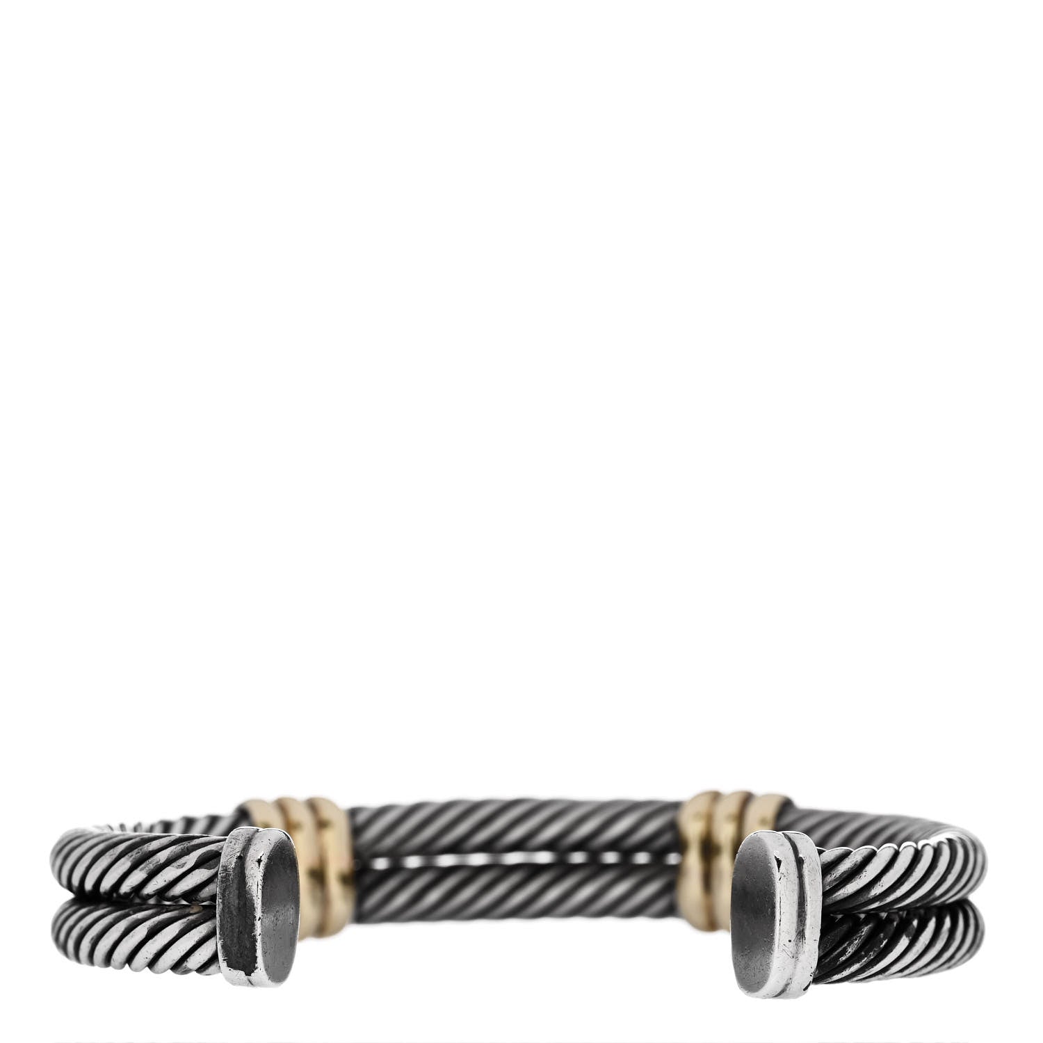 David Yurman Sterling Silver 14K Yellow Gold 10mm Double Bracelet 2 of 4