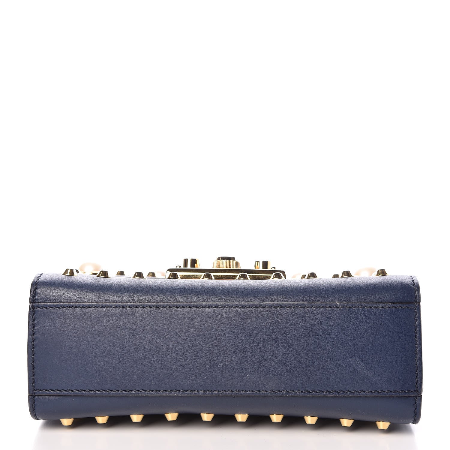 Gucci Calfskin Studded Small Padlock Shoulder Bag Blue Agata 10 of 10