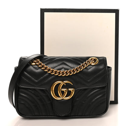 Gucci Calfskin Matelasse Mini GG Marmont Shoulder Bag Black 11 of 11