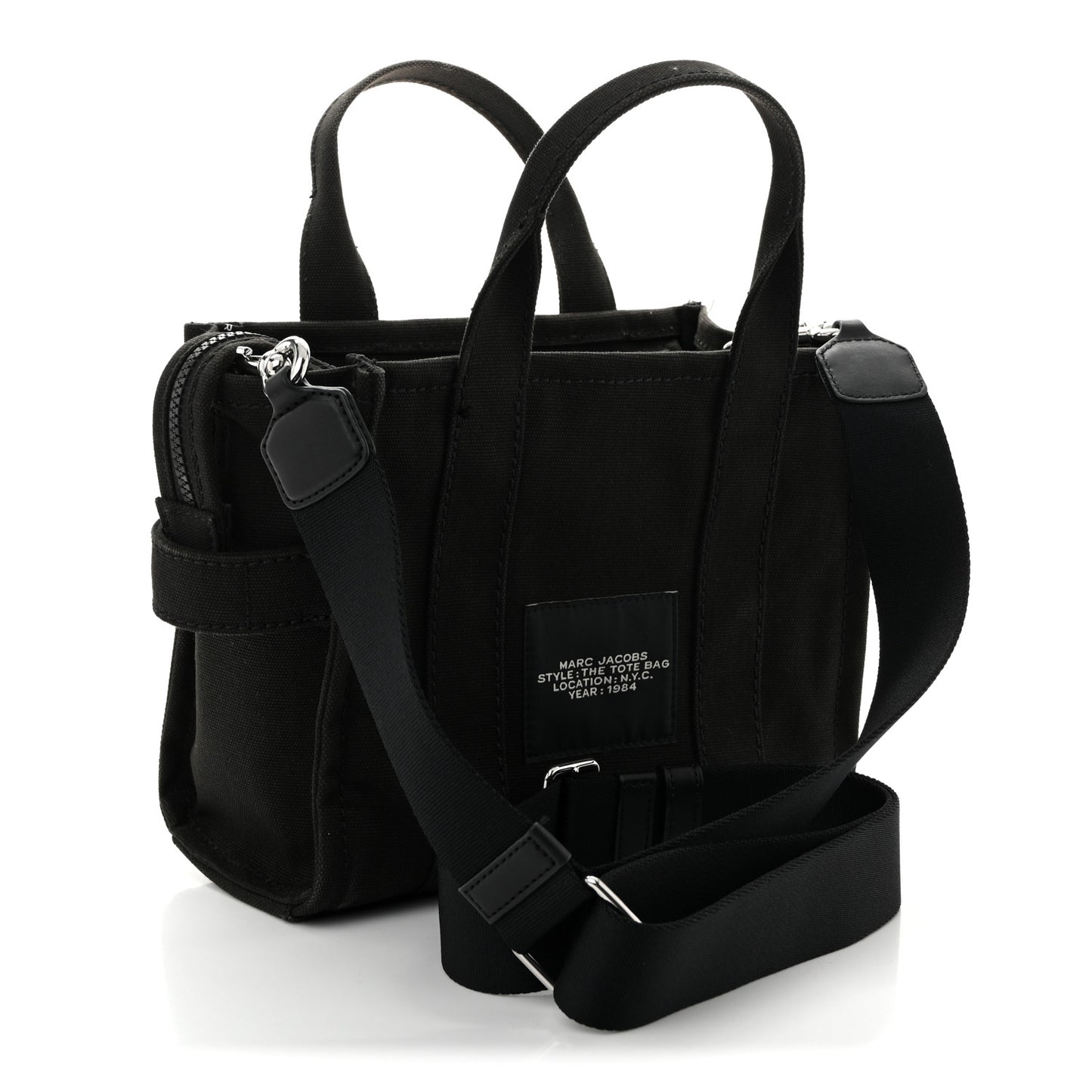 Cotton Canvas Small The Traveler Tote Bag Black