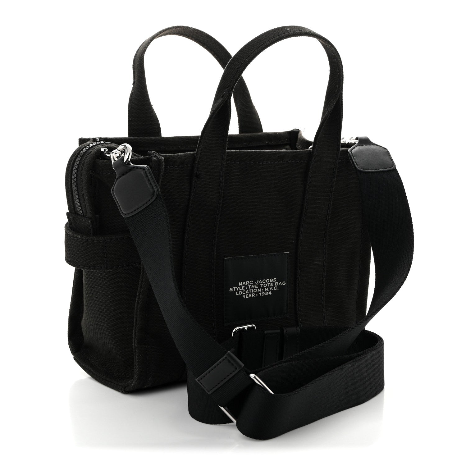 Marc Jacobs Cotton Canvas Small The Traveler Tote Bag Black 3 of 11