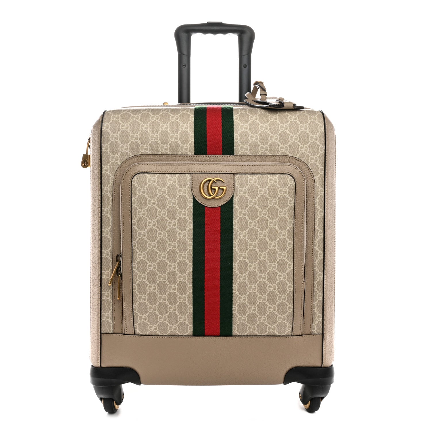 Gucci GG Supreme Monogram Textured Dollar Calfskin Web Small Savoy Cabin Trolley Beige Mystic White Oatmeal 1 of 15
